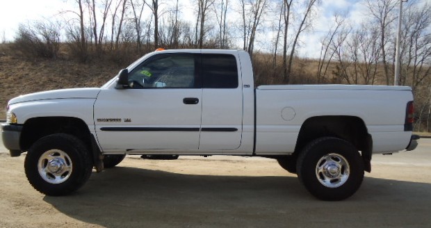 A white Dodge pickup, much like this one, was reported stolen from a Bourbon business on Thursday. Police are asking for the public's help in locating the vehicle.