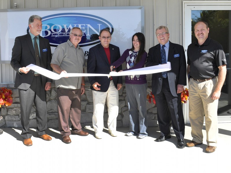 Pictured from are Ron Clark, executive senior vice president of The Bowen Center; Terry Rayle, chamber of commerce; Auburn Mayor Norman Yoder; Trisha Prezbindowski, director of The Bowen Center’s Auburn office; Kurt Carlson, Bowen Center CEO; and Tim Nussbaum, Bowen Center vice president of Public Relations and Marketing. 