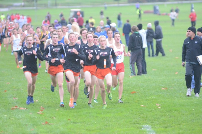 A handful of Warsaw runners lead the pack at the Culver Academies Regional Saturday. The No. 13 Tigers dominated the field to claim their second straight regional championship (Photos by Scott Davidson)