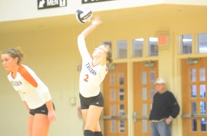 Laura Craig serves it up for Warsaw Saturday.