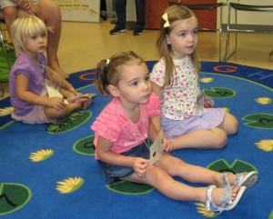 Elise Swain, Audrey Wells and Anna Saunders listen intently during last week’s Preschool Story Time. For ages 3 to 5, Preschool Story Time is from 10:30 a.m. to 11:30 a.m. every Wednesday from now until Nov. 27 (with the exception of Oct. 23). (Photo provided)