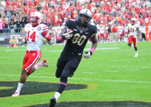 Purdue wide receiver DeAngelo Yancey scores Purdue's only touchdown on a 55-yard pass play.