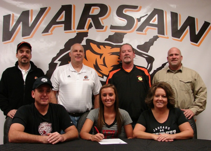 Warsaw senior Ashley Ousley, seated in the middle in the front row above, will play softball collegiately at IUPUI next year (Photo provided)