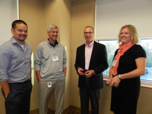 (From Left) KLA Cadets Ted Westerhof, Bowen Center and Dave Gargis, Symmetry Medical discuss successful presentation techniques with KLA Moderator Allyn Decker and KLA Cadet Sariah Morgan, Kosciusko County Educational Development (KCEd). (Photo provided)