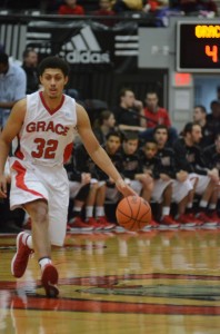 Brandon Vanderhegghen looks for room to operate for the Lancers Tuesday night.