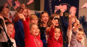 The fifth grade class at Warsaw Christian celebrates veterans. (Photo provided)