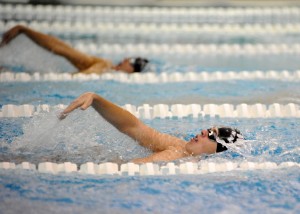 Wawasee's Danny Allen (near) and Logan Haessig pace in the backstroke.