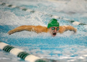 Concord's Stephen Krecsmar flies to a victory in the butterfly against Wawasee Tuesday evening. (Photos by Mike Deak)