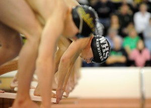 Wawasee's Austin Krizman quiets his mind ahead of the start of the individual medley against Northridge.