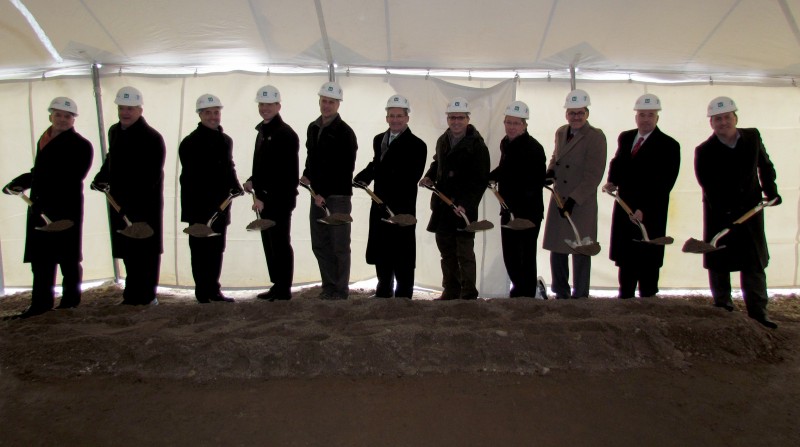 Pictured, from left, are David Findlay, Lake City Bank; Warsaw Mayor Joe Thallemer; Rich Haddad, K-21 Foundation; Chad Zaucha, YMCA CEO; Mike Coon, president, YMCA board; Phillip Smith, vice president, Parkview Health; Mike Getz, YMCA building committee chairman; Jim Gill, director of public relations, Zimmer; Paul Voorhorst, Depuy and YMCA fundraiser committee member; Alan Alderfer, YMCA fundraiser committee member; and Mark Dobson, president and CEO, Kosciusko Warsaw Chamber of Commerce.