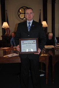 James Marshall was named February’s Veteran of the Month at Tuesday’s commissioners meeting. An Army veteran, he served from 1994 to 2007, including a stint in Iraq.