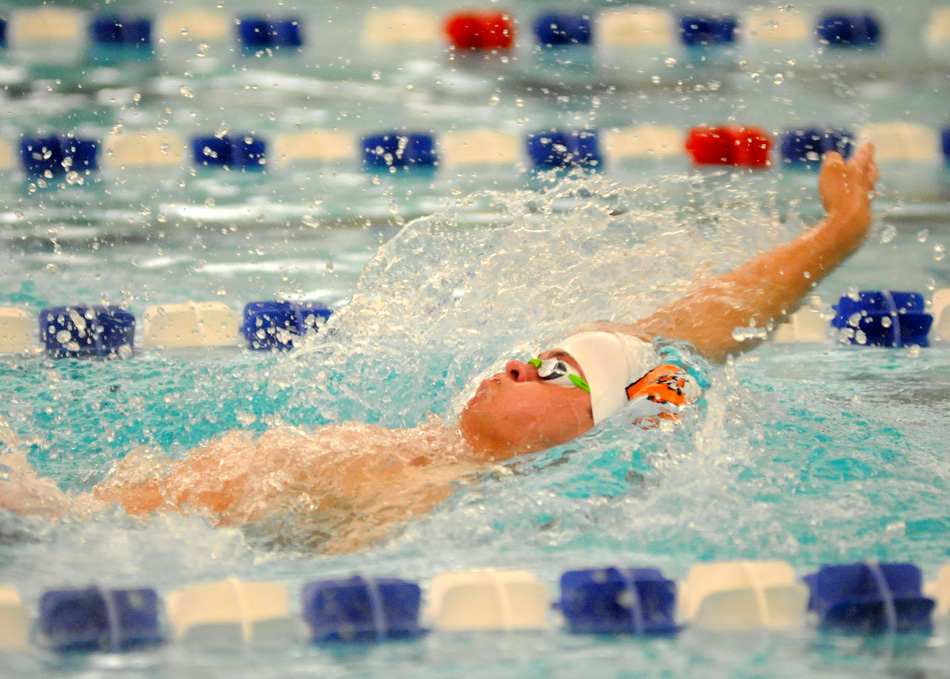 Warsaw junior Jayden Parrett will look to qualify for a podium swim in the backstroke this weekend at the IHSAA Boys Swimming State Finals. (Photos by Mike Deak)