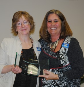 North Webster Chamber of Commerce's Person of the Year Helen Leinbach, left, with chamber president Sue Ward. (Photo by Martha Stoelting)