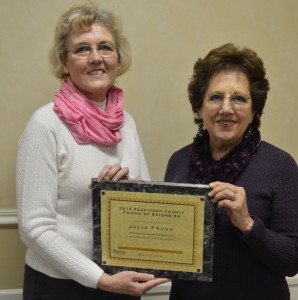 Julie Popenfoose presents the 2014 Friend of Extension Award to Julia Frush