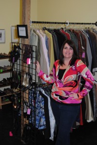 The Posh Frog is celebrating its one-year anniversary. A women’s consignment store, it will host an open house April 1 at its downtown Warsaw location. Pictured is owner and “boss frog” Gretchen Kellems inside the store.