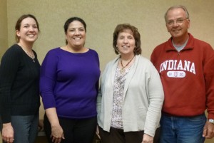 Tracie Hodson (left), Beaman Home’s Executive Director, and Denny Cripe (right), vice president, welcome Biomet’s Elizabeth Mobarak and Debbie Yingling, Paragon Medical, to the Beaman Home Board of Directors. (Photo provided)