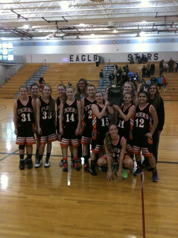 The Edgewood Middle School 8th grade girls basketball team won its conference championship Saturday (Photo provided by Troy Fancil)