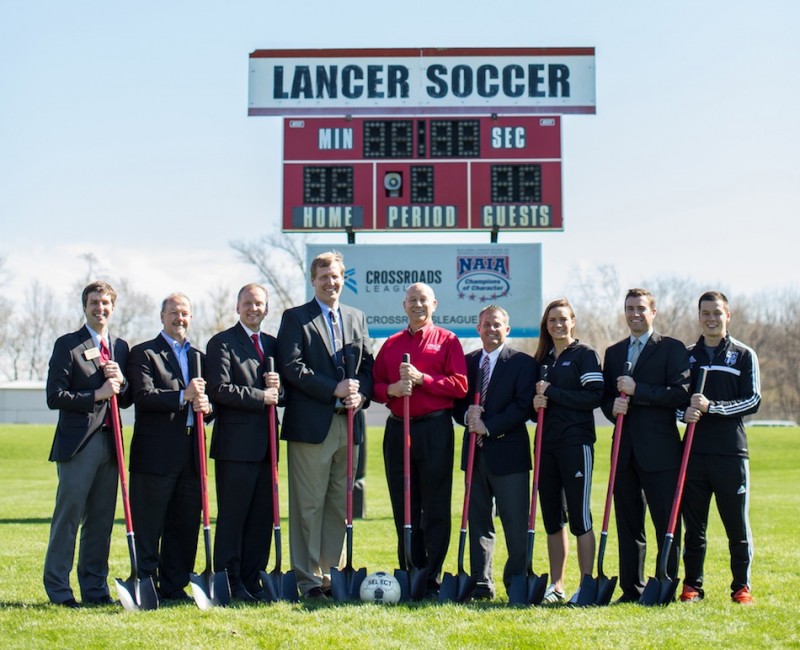 Grace College officials gathered Friday for a groundbreaking ceremony at Miller Field. The Grace soccer field will undergo a .... (Photo provided by Grace College Sports Information Department)