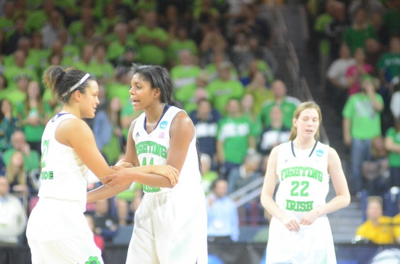 Notre Dame seniors Kayla McBride (at left) and Ariel Braker will be key for the undefeated Irish in the Final Four.