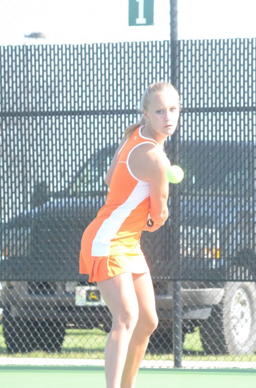 Camille Kerlin focuses on a shot for the Tigers.