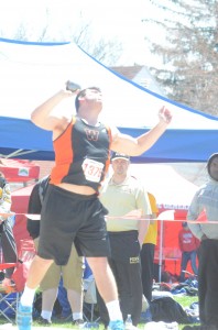 Seth Fouts set a school and relays record in the shot put Saturday.