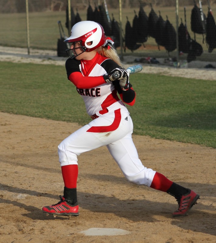 Grace College freshman Samantha Johnson has been named the NCCAA National Softball Player of the Week (Photo provided by Grace College Sports Information Department)