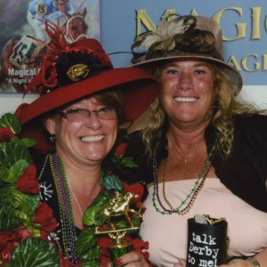 Tracy Thompson, left, and Cathy Blackwell, both of Warsaw, are shown at last year's Magical Derby celebrating after watching their horse win its race.