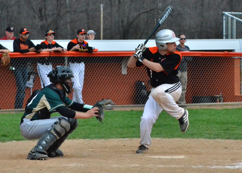 Warsaw's Brandon Shipp knocked a ball out of the park in the bottom of the sixth inning to give the Tigers two huge insurance runs in their 7-6 win over Wawasee on Monday night. (Photos by Nick Goralczyk)