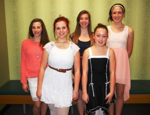 (From left) Annie Petro, Claire Kois, Madison Shipley, Allianna Fitzpatrick and Lenora Norman.  (Photo provided)