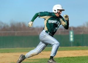 Wawasee's Drew Anderson rounds third to score a run against South Bend Riley at the Wawasee Baseball Invitational. (Photos by Mike Deak)