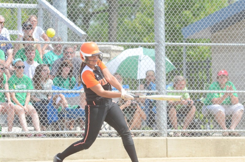 Sidney Hernandez fouls off a pitch for the Tigers versus Concord Monday in sectional action at Elkhart Central.