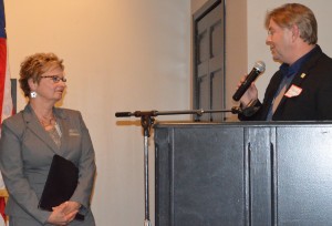 Kosciusko County Republican Chairman Randy Girod, right, is shown with Secretary of State Connie Lawson who was the keynote speaker for the county Republican Lincoln Day Dinner Thursday evening. (Photo by Deb Patterson)