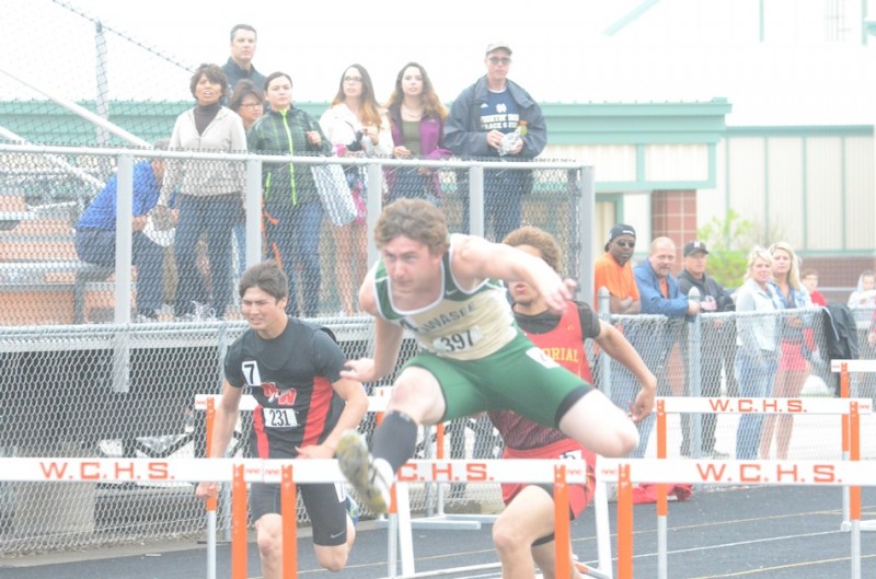 Wawasee's Clayton Cook won both hurdles races at the NLC Meet Tuesday night.