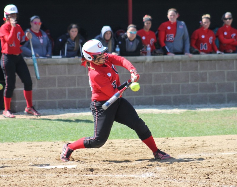 Senior Olivia Winget takes a rip for Grace. The Lancers play in the NCCAA World Series starting Thursday in Virginia (File photos provided by the Grace College Sports Information Department)