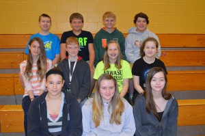 Members of the various teams, in front from left, include Alivia Stidams (math), Jordan Rhodes (math) and Amanda Mall (math and interdisciplinary). In the middle row are Tessa Freel (social studies), Shae Henn (social studies, science and interdisciplinary), Kyndall Fisher (social studies) and Laurana Perry (English). In the back row are Anthon Anker (social studies), Jake Cowan (social studies, science and interdisciplinary), Cayden Wegener (English) and Addison Torres (English and interdisciplinary). Not present for the photo was Alexis Matney (science, math and interdisciplinary).