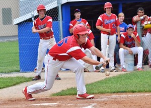 Sean Bush lays down a nice bunt for West Noble.