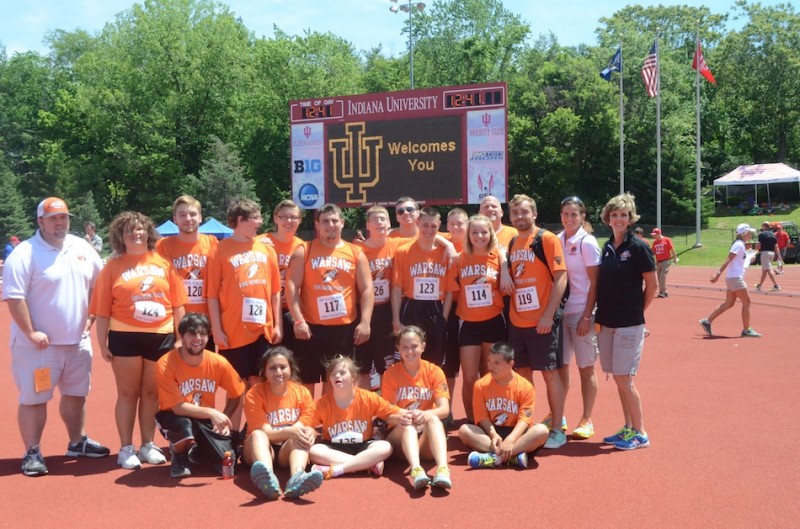 The Warsaw Unified Track team poses for a photo at IU Saturday. The Tigers then went out and won a state championship.