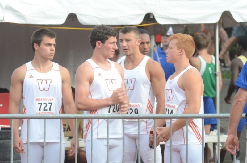 The Warsaw 4 X 100 relay team of Tristan McClone, Gabe Furnivall, Michael Miller and Tanner Balazs placed eighth at State.