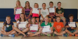 Fourteen students at North Webster Elementary School were recognized with Presidential Physical Fitness Achievement awards for performing well during various physical fitness challenges. In the front row, from left, are Bronwyn Bonner, fifth-grade; Cameron Kryder, fourth-grade; Rylee Firestone, third-grade; Talia Kuhl, fourth-grade; Grant Likens, second-grade; and Landen Alexander, third-. In the second row are Rileigh Atwood, fifth-grade; Emma Ebright, fifth-grade; Kassidy Bestul, fifth-grade; Jace Alexander, fifth-grade; Daegan Kingrey, fifth-grade; and Dominic Blair, fourth-grade.