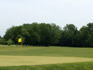 The dogleg on number nine give players one final challenge before heading into the clubhouse.