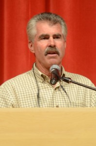 Former Cub Bill Buckner speaks at the Opening Ceremonies Tuesday night for the BPA World Series.