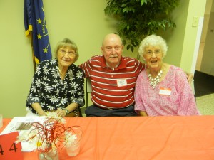 Three former students from the class of 1944 were in attendance at the North Webster alumni banquet. From left are Maxine (Hamman) Long, Chuck Brower and Inez (Gorden) Caywood. (Photo by Andrea Yeiter)