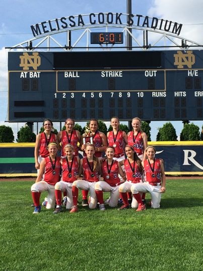 The Indiana Lazers 12U softball team, shown above at the recent ASA Golden Dome Classic at Notre Dame, will compete in the NSA World Series this week (Photo provided)