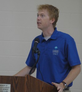 Dr. Nate Bosch, director of Center for Lakes and Streams, presents a program at Syracuse Lake Association Meeting Saturday.