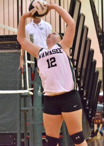 Taylor Mock makes an athletic play during the team's final match of the day. (Photo by Nick Goralczyk)