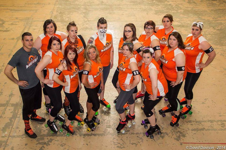 The Bone City Rollers roller derby team are the new team on the block in Warsaw, but not intimidated by anyone. (Photo by David Davison)