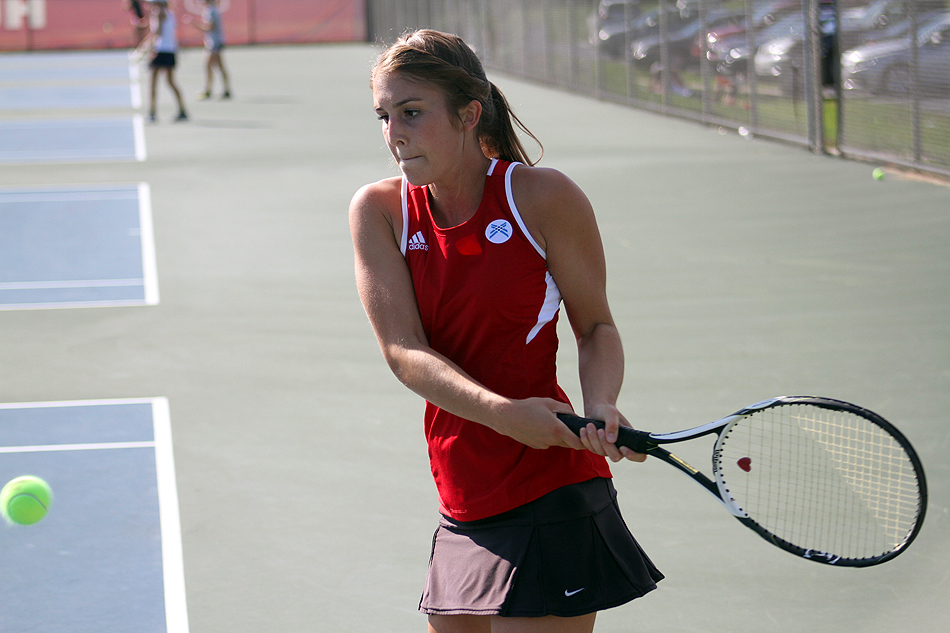 Gabrielle Lawrence helped the Grace College women's tennis team down Bethel 8-1 Saturday. (Photo provided by the Grace College Sports Information Department)