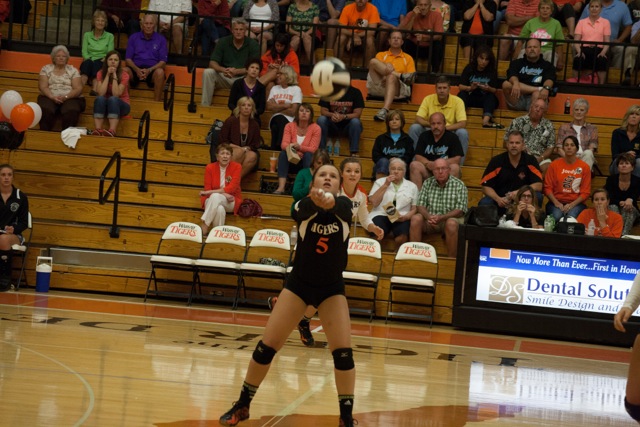 Peyton Adamiec passes the ball for the Tigers Tuesday.