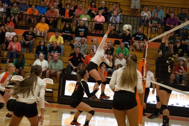 Caroline Mayer had a strong night for Warsaw in a 3-0 win over Northridge Tuesday (Photos by Ansel Hygema)