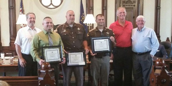 (From Left) Commissioner Ron Truex, Deputy Chris Rager, Deputy Don McCune, Deputy Neil Likens, Commissioner Brad Jackson, Commissioner Bob Conley. (Photo provided by KCSD)